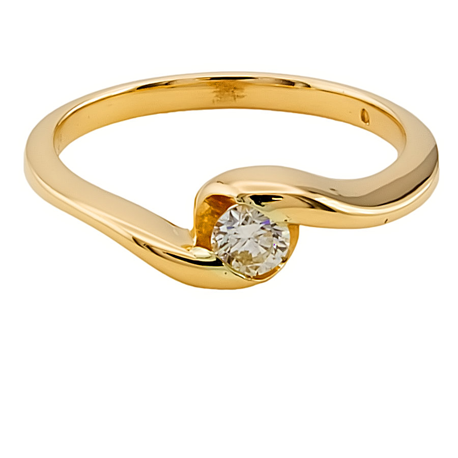 18ct Gold Diamond 20pt Solitaire Ring size O